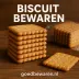 Een stapel biscuitjes op een houten tafel met de tekst ‘Biscuit bewaren’