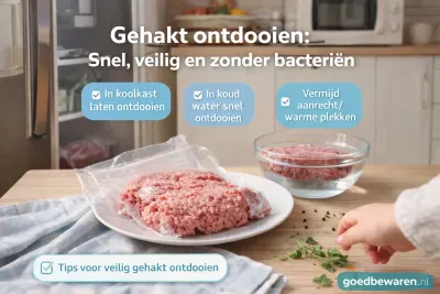 Rauw gehakt op een bord in de keuken met tips voor veilig gehakt ontdooien