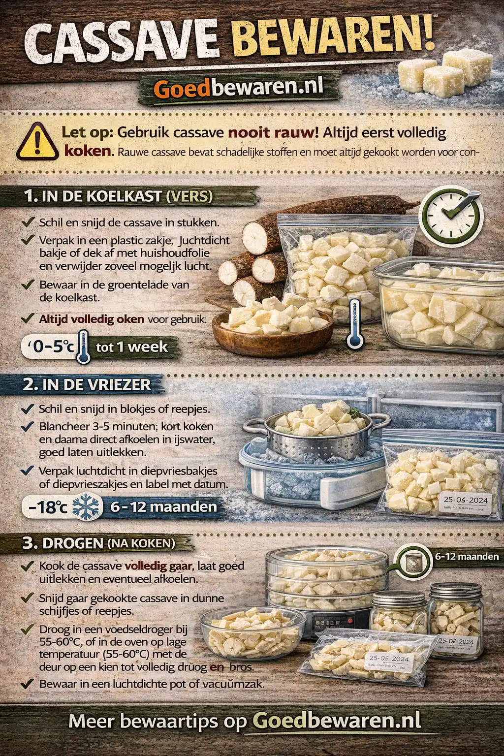 Infographic cassave bewaren