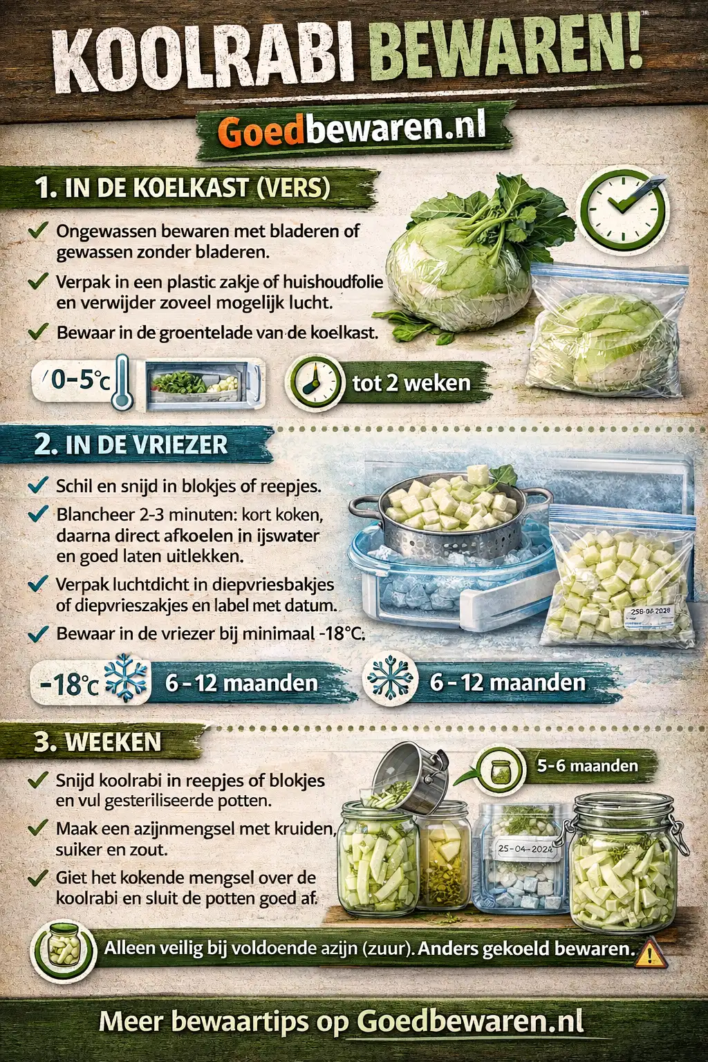 Infographic koolrabi bewaren