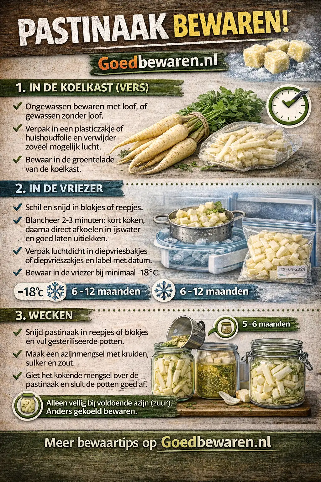 Infographic pastinaak bewaren