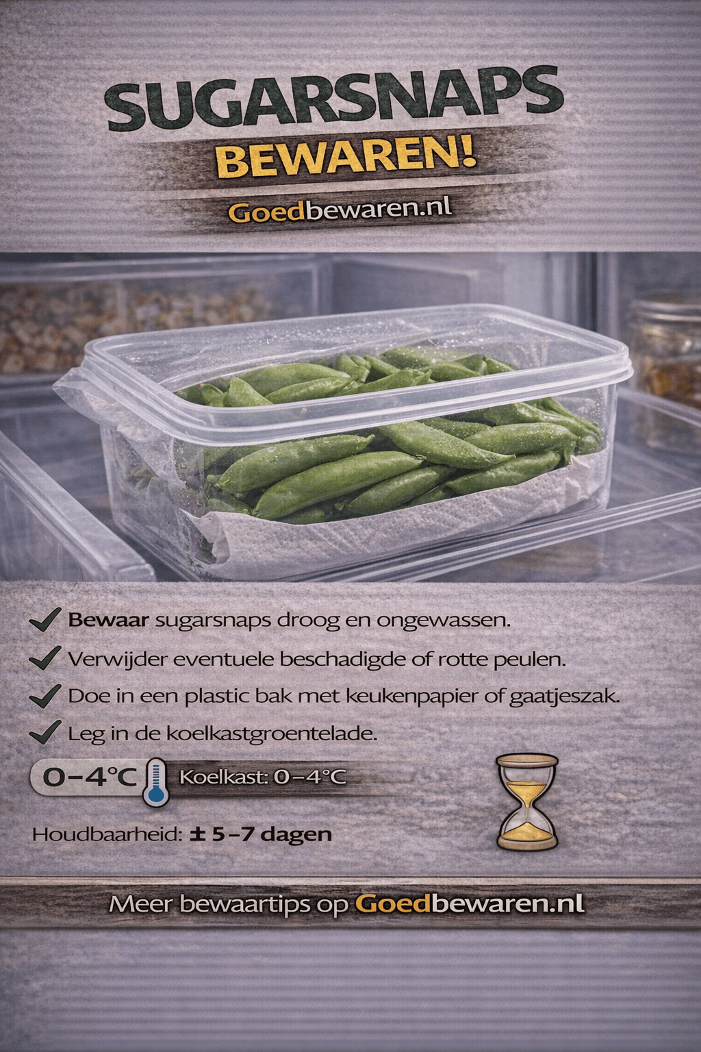 Infographic sugarsnaps bewaren